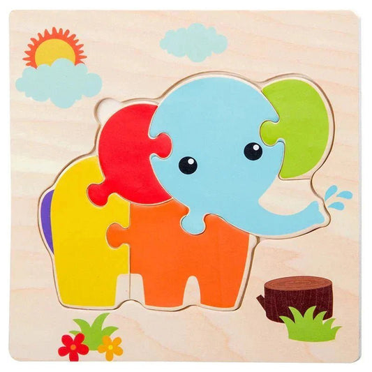Puzzle en Bois - PuzzlePals™ - Éléphant - Jeux Des Saisons