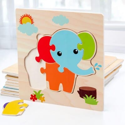 Puzzle en Bois - PuzzlePals™ - Éléphant - Jeux Des Saisons