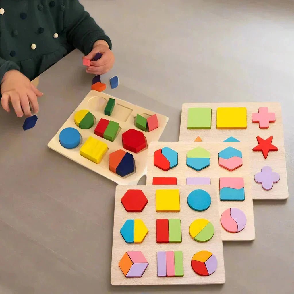 Puzzle en bois - WoodStack™ - Formes Géométriques - Jeux Des Saisons